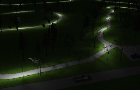 Prisma Light utomhusbelysning referens: Rekreation & Fritid Motionsspår Ljusberäkning