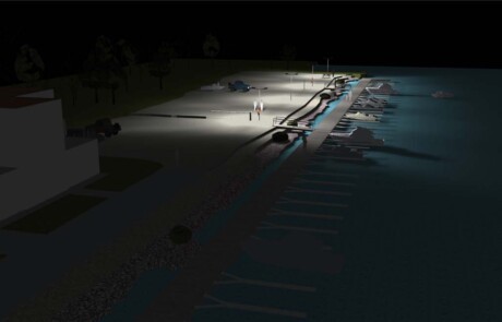 Prisma Light utomhusbelysning referens: Park & Natur Hamnområde Ljusberäkning