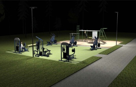 Prisma Light utomhusbelysning referens: Rekreation & Fritid Utegym Ljusberäkning
