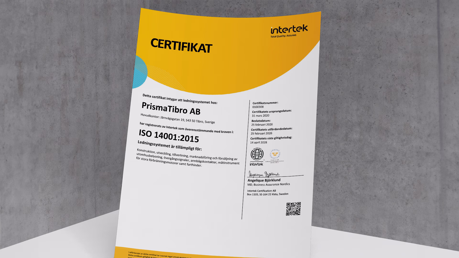 Prisma Tibro ISO 9001